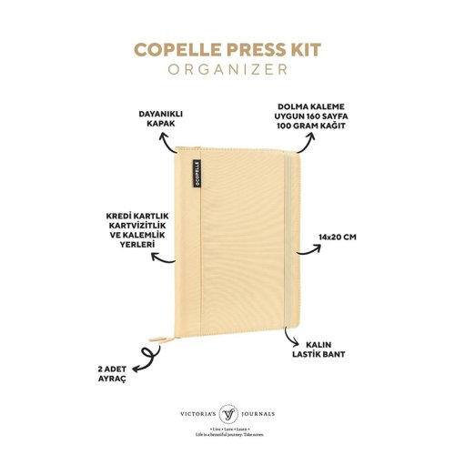 Victorias Journals Copelle Press Kit Çizgili Defter 14.8x21cm 100g Krem