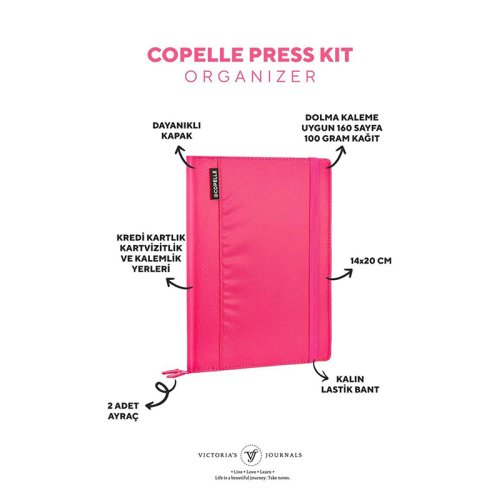 Victorias Journals Copelle Press Kit Çizgili Defter 14.8x21cm 100g Pembe