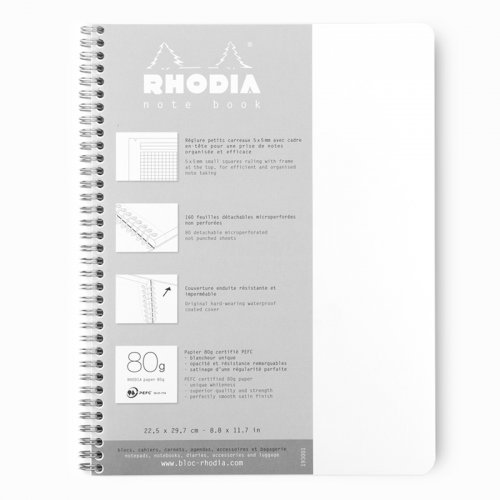 Rhodia Note Book Kareli Spiralli Defter Beyaz A4