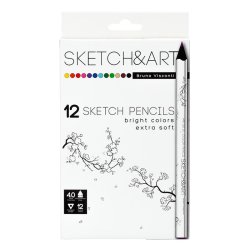 Sketch&Art Profesyonel Kuru Boya Kalemi Kalın Gövde 4mm 12 Renk No:30-0114 - Thumbnail