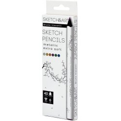 Bruno Visconti - Bruno Visconti Sketch&Art Profesyonel Kuru Boya Kalemi Kalın Gövde 4mm Metalik 6 Renk No:30-0118-01