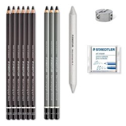 Staedtler - Staedtler Mars Lumograph Kömür Füzen Çizim Seti 12li (1)