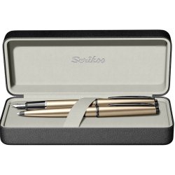 Scrikss - Scrikss Metropolis 78MS Dolma-Tükenmez Kalem Seti Saten Gri Kristal Kutu