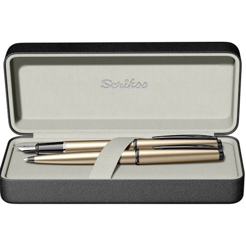 Scrikss Metropolis 78MS Dolma-Tükenmez Kalem Seti Saten Gri Kristal Kutu