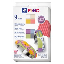 Fimo - Fimo Soft Polimer Kil Seti Trend Renkler 8x25g + Metal Bilezik 8023 C8-1