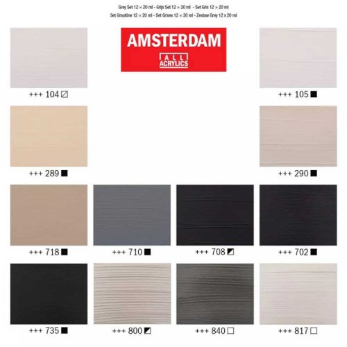 Amsterdam Akrilik Boya Seti Set Greys 12x20ml
