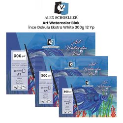 Alex Schoeller Art Watercolor Blok İnce Dokulu Ekstra White 300g 12 Yp - Thumbnail