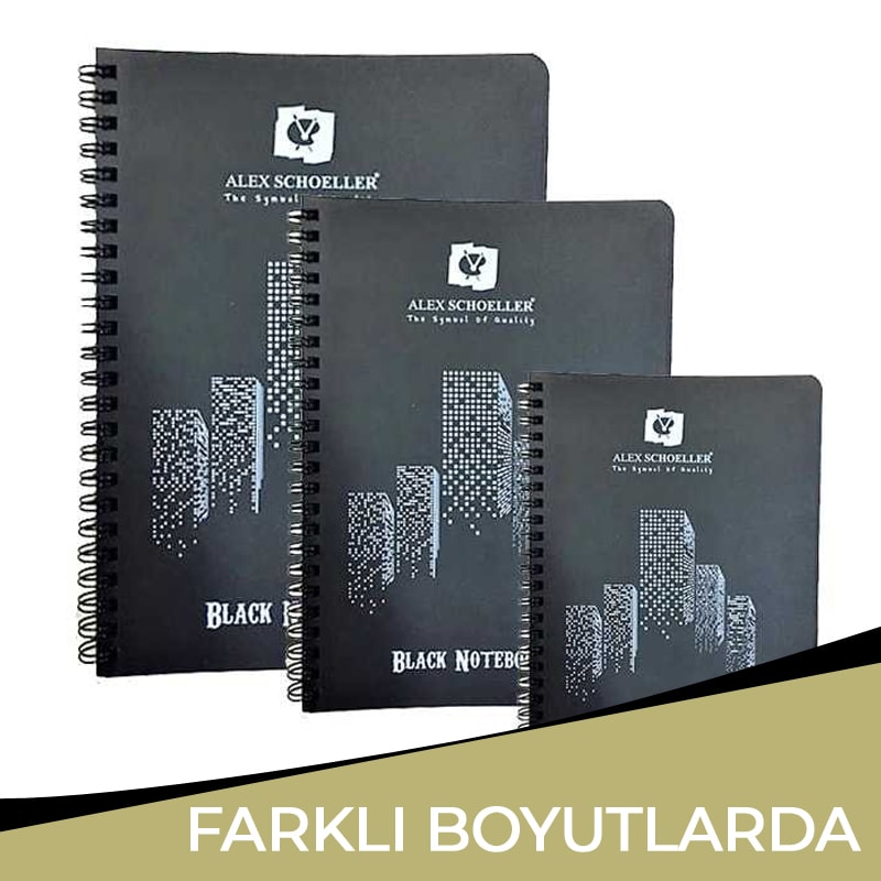Alex Schoeller Black Notebook Siyah Defter Spiralli 120g 60 Yaprak