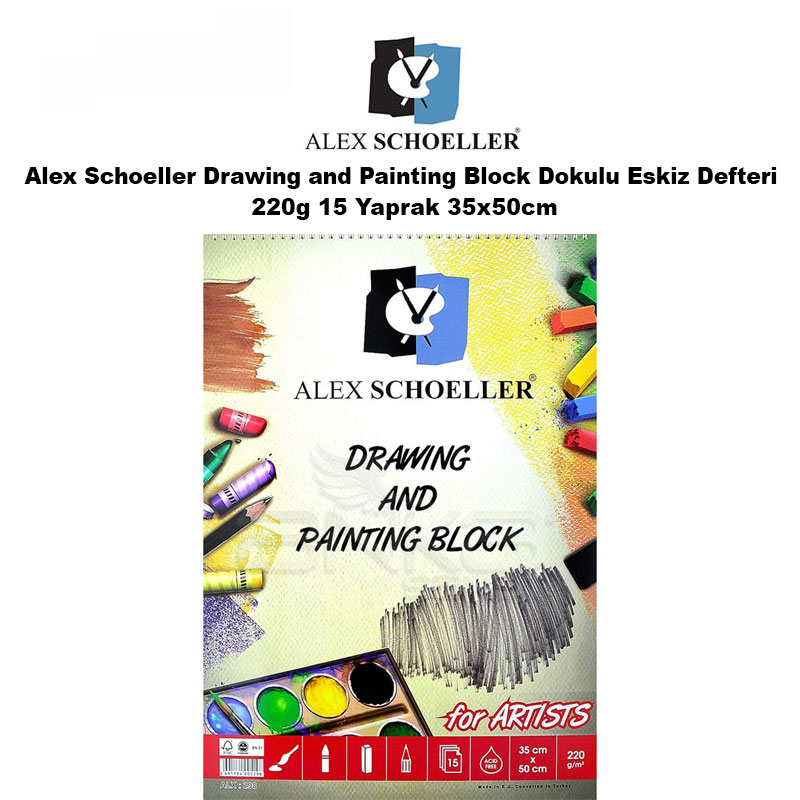 Alex Schoeller Drawing And Painting Block Dokulu Eskiz Defteri 220g 15 Yaprak 35x50cm