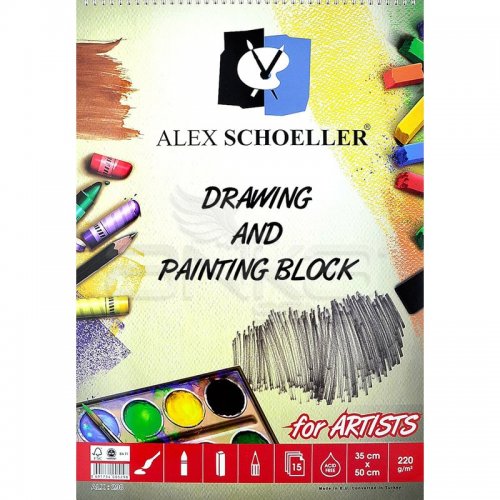 Alex Schoeller Drawing and Painting Block Dokulu Eskiz Defteri 220g 15 Yaprak 35x50cm