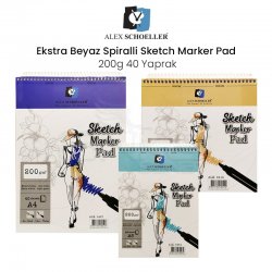 Alex Schoeller Ekstra Beyaz Spiralli Sketch Marker Pad 200g 40 Yaprak - Thumbnail