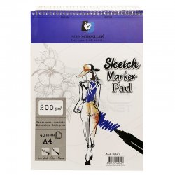 Alex Schoeller - Alex Schoeller Ekstra Beyaz Spiralli Sketch Marker Pad 200g 40 Yaprak (1)