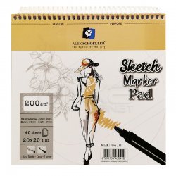 Alex Schoeller Ekstra Beyaz Spiralli Sketch Marker Pad 200g 40 Yaprak - Thumbnail