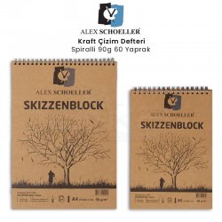 Alex Schoeller - Alex Schoeller Kraft Çizim Defteri Spiralli 90g 60 Yaprak