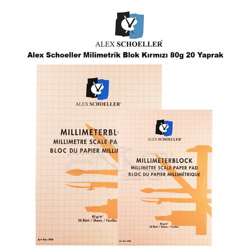 Alex Schoeller Milimetrik Blok Kırmızı 80g 20 Yaprak
