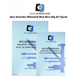 Alex Schoeller - Alex Schoeller Milimetrik Blok Mavi 80g 20 Yaprak