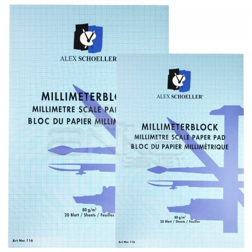 Alex Schoeller Milimetrik Blok Mavi 80g 20 Yaprak