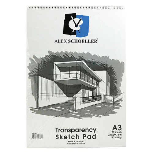 Alex Schoeller Transparency Spiralli Sketch Pad Aydınger-Eskiz Blok 50-55 g A3 30 Yaprak