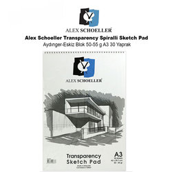 Alex Schoeller - Alex Schoeller Transparency Spiralli Sketch Pad Aydınger-Eskiz Blok 50-55 g A3 30 Yaprak