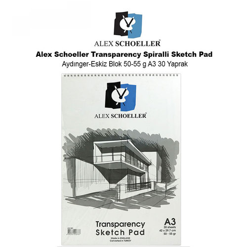 Alex Schoeller Transparency Spiralli Sketch Pad Aydınger-Eskiz Blok 50-55 g A3 30 Yaprak