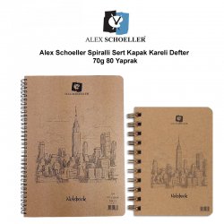 Alex Schoeller Spiralli Sert Kapak Kareli Defter 70g 80 Yaprak - Thumbnail