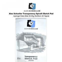 Alex Schoeller - Alex Schoeller Transparency Spiralli Sketch Pad Aydınger Eskiz Blok 50-55g 35x50cm 30 Yaprak