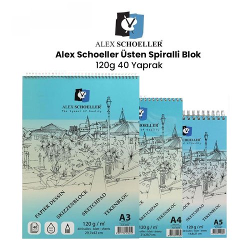 Alex Schoeller Üsten Spiralli Blok 120g 40 Yaprak