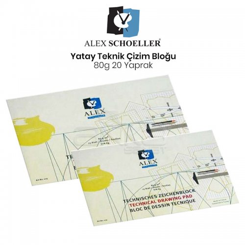 Alex Schoeller Yatay Teknik Çizim Bloğu 80g 20 Yaprak