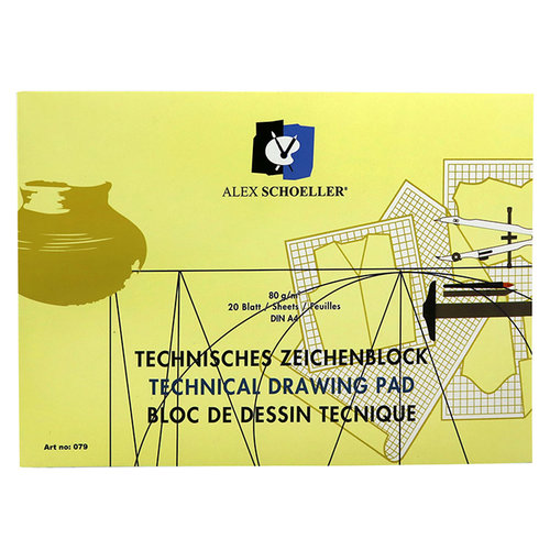 Alex Schoeller Yatay Teknik Çizim Bloğu 80g 20 Yaprak
