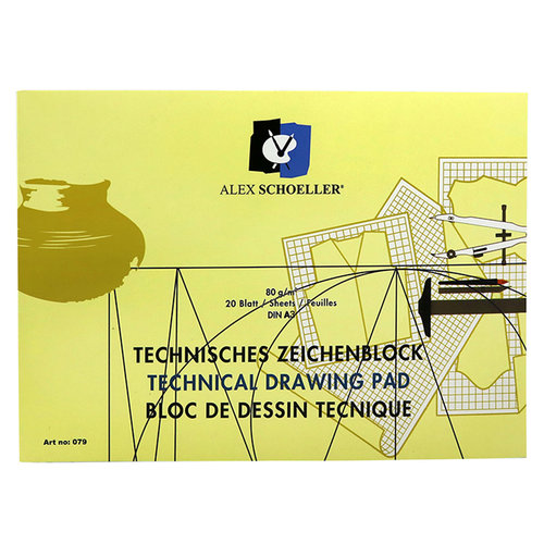 Alex Schoeller Yatay Teknik Çizim Bloğu 80g 20 Yaprak