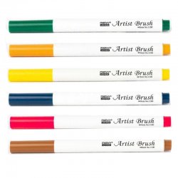 Marvy - Marvy Artist Brush Fırça Uçlu Marker Set 1 Canlı Renkler