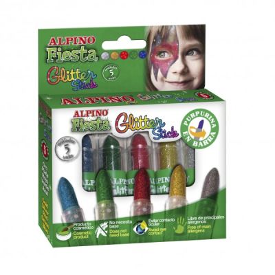 Alpino Fiesta Glitter Stick Simli Yüz Boyası Seti 5li