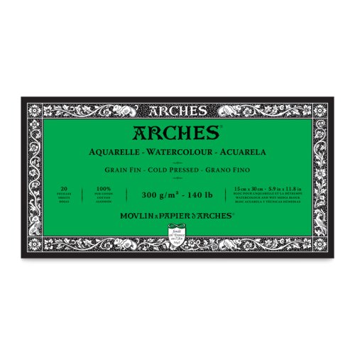 Arches Sulu Boya Blok Defter Cold Pressed 300g 20 Yaprak 15x30cm