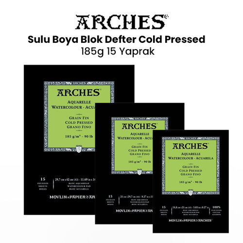 Arches Sulu Boya Blok Defter Cold Pressed 185g 15 Yaprak