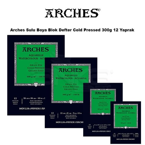 Arches Sulu Boya Blok Defter Cold Pressed 300g 12 Yaprak