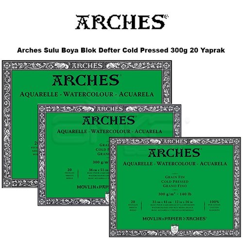 Arches Sulu Boya Blok Defter Cold Pressed 300g 20 Yaprak