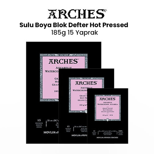 Arches Sulu Boya Blok Defter Hot Pressed 185g 15 Yaprak