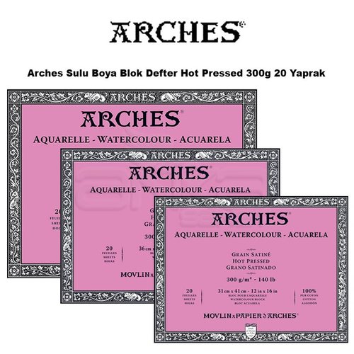 Arches Sulu Boya Blok Defter Hot Pressed 300g 20 Yaprak