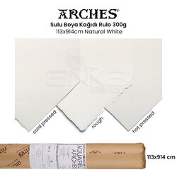 Arches - Arches Rulo Sulu Boya Kağıdı 300g 113x914cm Natural White
