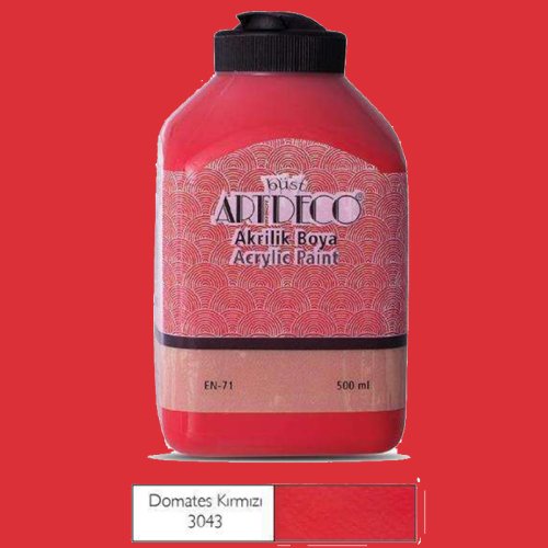 Artdeco Akrilik Boya 500ml 3043 Domates Kırmızı - 3043 Domates Kırmızı 