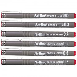 Artline - Artline Drawing System Teknik Çizim Kalemi Kırmızı