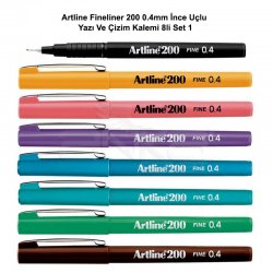 Artline - Artline Fineliner 200 0.4mm İnce Uçlu Yazı Ve Çizim Kalemi 8li Set 1