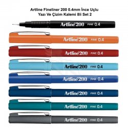 Artline - Artline Fineliner 200 0.4mm İnce Uçlu Yazı Ve Çizim Kalemi 8li Set 2
