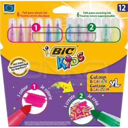 Bic - Bic Kids Colour and Create XL 12'li Keçeli Kalem Seti (1)