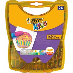 Bic - Bic Kids Yağlı Pastel Plastik Kutulu 24 Renk