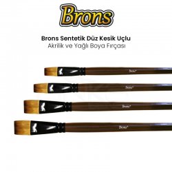 Brons - Brons Sentetik Düz Kesik Uçlu Akrilik ve Yağlı Boya Fırçası