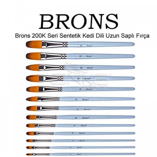 Brons 200K Seri Sentetik Kedi Dili Uzun Saplı Fırça