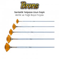 Brons Sentetik Yelpaze Uzun Saplı Fırça - Thumbnail
