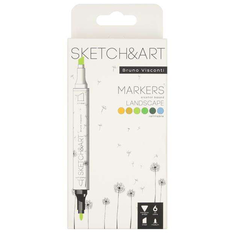 Bruno Visconti Brush Pen Marker Kalem Seti 6lı Peyzaj Renkler 22-0081-08