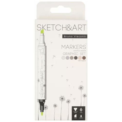 Bruno Visconti Brush Pen Marker Kalem Seti 6lı Graphic Set